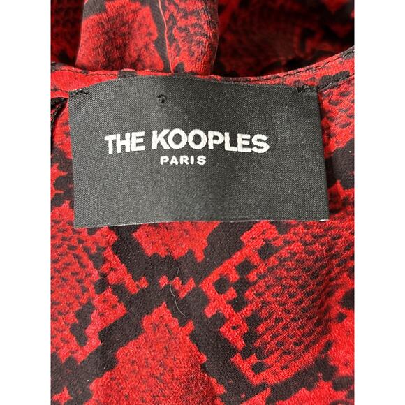 The Kooples Hot Snakeskin Print Mini Dress Size 1 Red Button Accents Holidays - Picture 6 of 7
